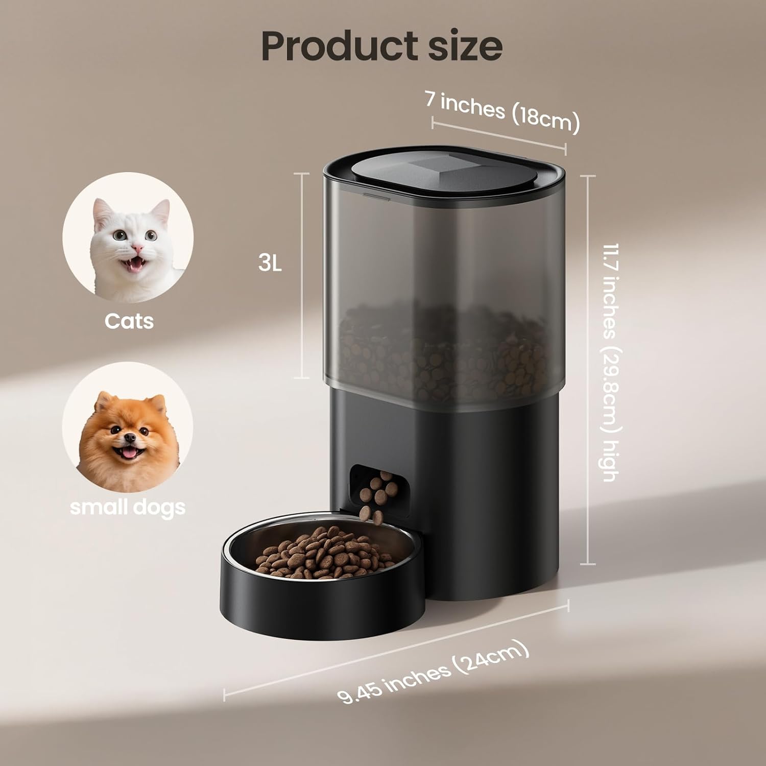 Automatic Cat Feeder and Water Fountain WiFi App Control with Voice Recorder