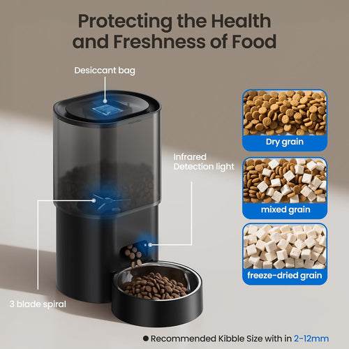 Automatic Cat Feeder and Water Fountain WiFi App Control with Voice Recorder