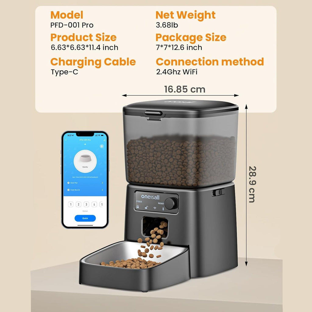 Automatic Cat Feeder WiFi App Control Food Dispenser with Portion Control for Pets