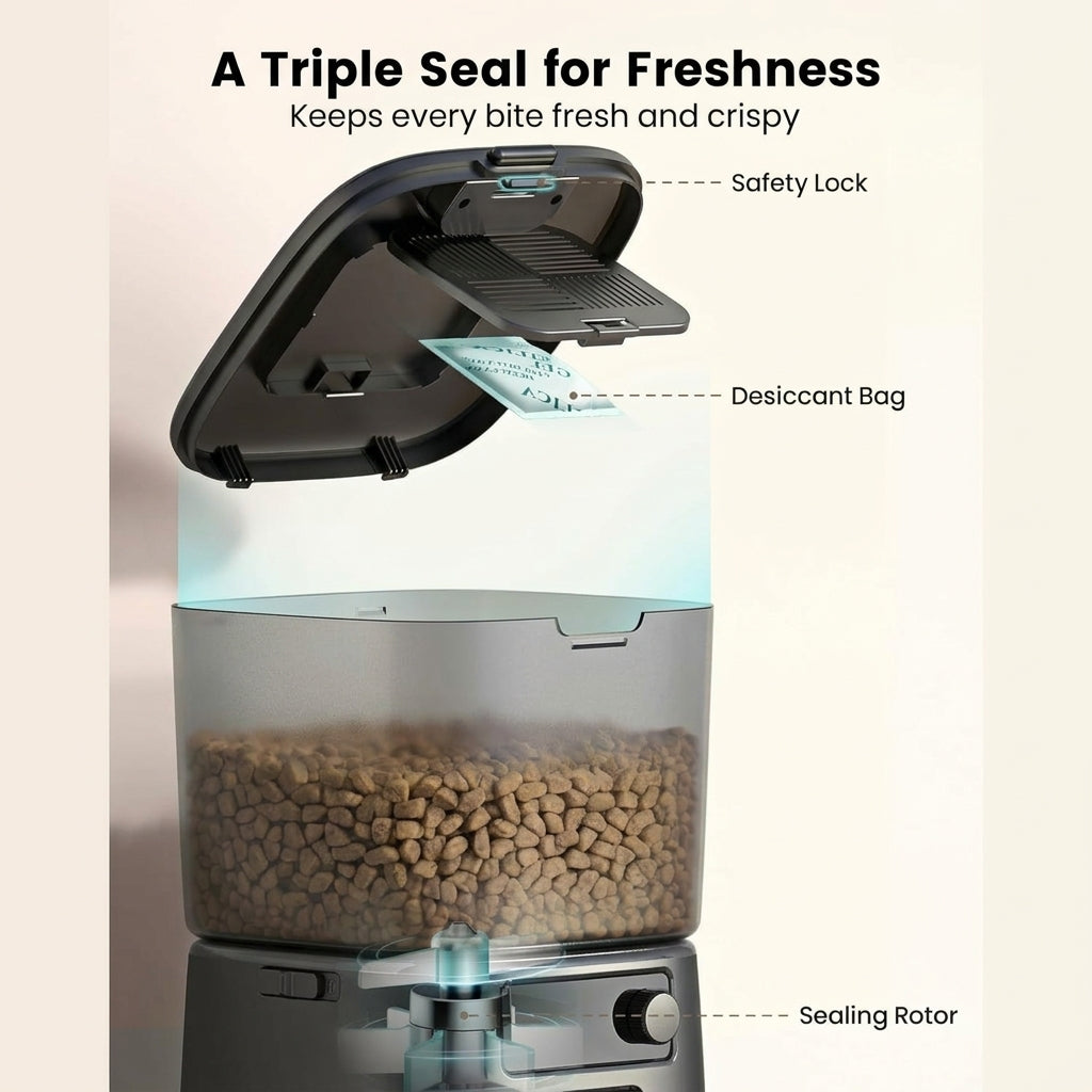 Automatic Cat Feeder WiFi App Control Food Dispenser with Portion Control for Pets