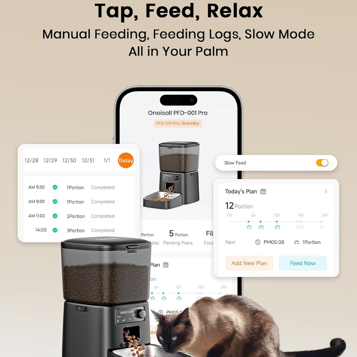 Automatic Cat Feeder WiFi App Control Food Dispenser with Portion Control for Pets