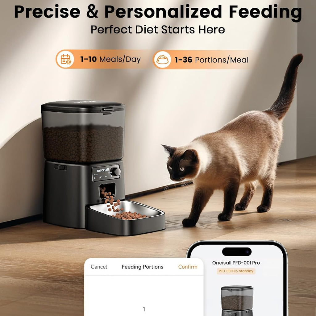 Automatic Cat Feeder WiFi App Control Food Dispenser with Portion Control for Pets