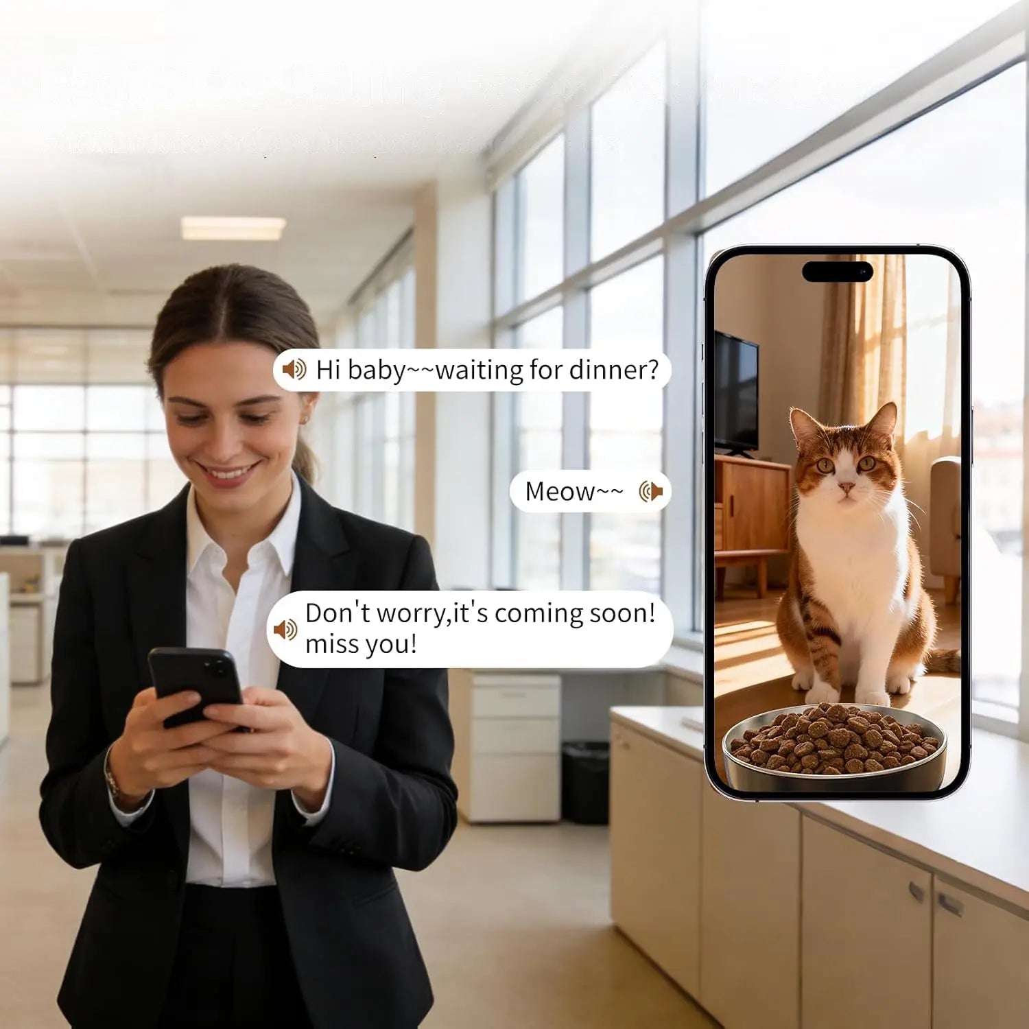 Automatic Cat Feeder and Waterer Set App Control Feeder with Camera and Fountain