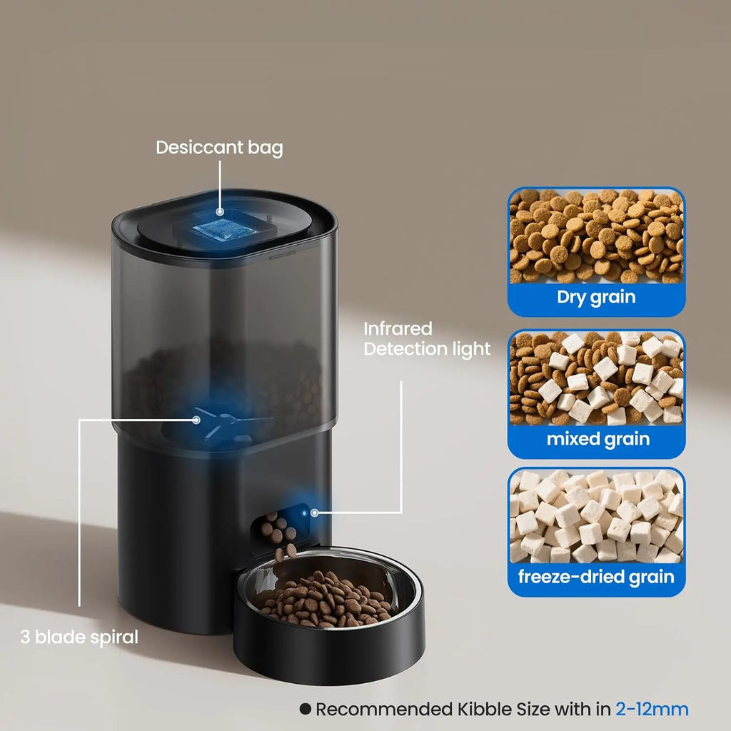 Automatic Cat Feeder and Water Fountain WiFi App Control with Voice Recorder aussieloc