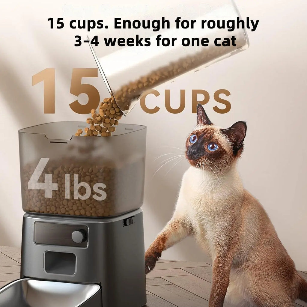 Automatic Cat Feeder WiFi App Control Food Dispenser with Portion Control for Pets aussieloc