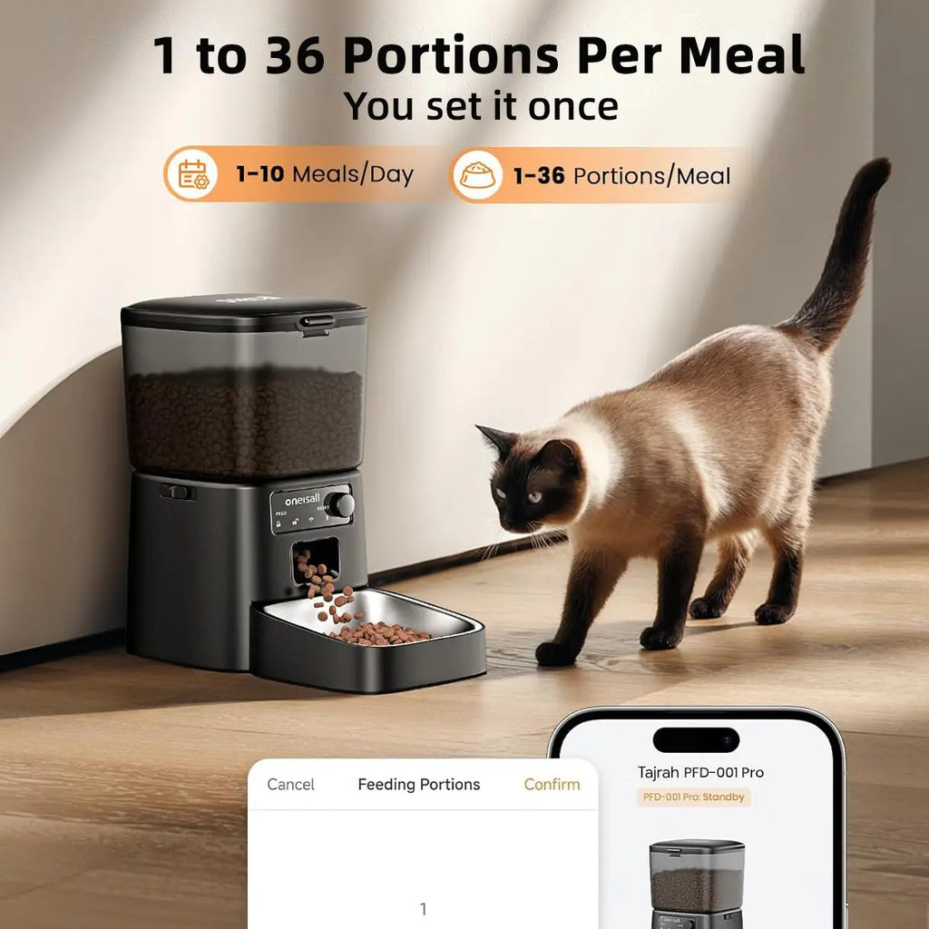 Automatic Cat Feeder WiFi App Control Food Dispenser with Portion Control for Pets aussieloc